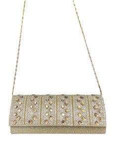 Vbranda Elegant evening clutch with a long rectangular shape, fully embellished with sparkling details VS-29-GOLD  - Image 1