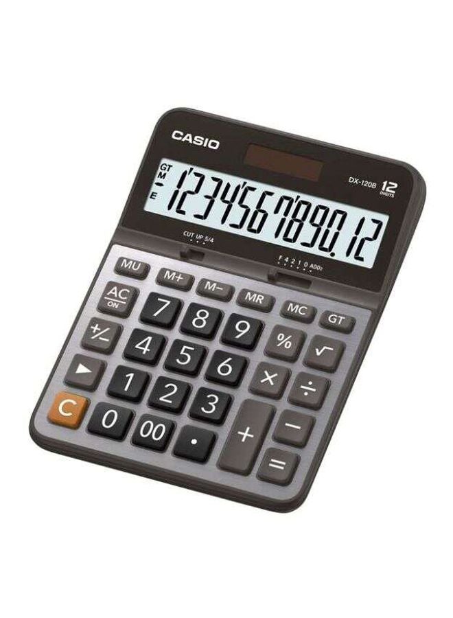 كاسيو آلة حاسبة للعمليات الأساسية بشاشة سعة 12 رقماً طراز DX-120B أسود/ رمادي/ أبيض - Image 2
