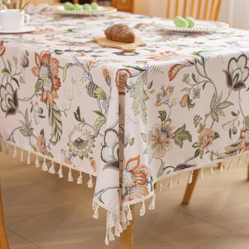 Erbnaryx Handblock Print Tablecloth for Square Tables, Paisley Table Cover with Fringed Edges, Decorative Tablecloth for Kitchen and Dining Room,59"x 70" - Image 1