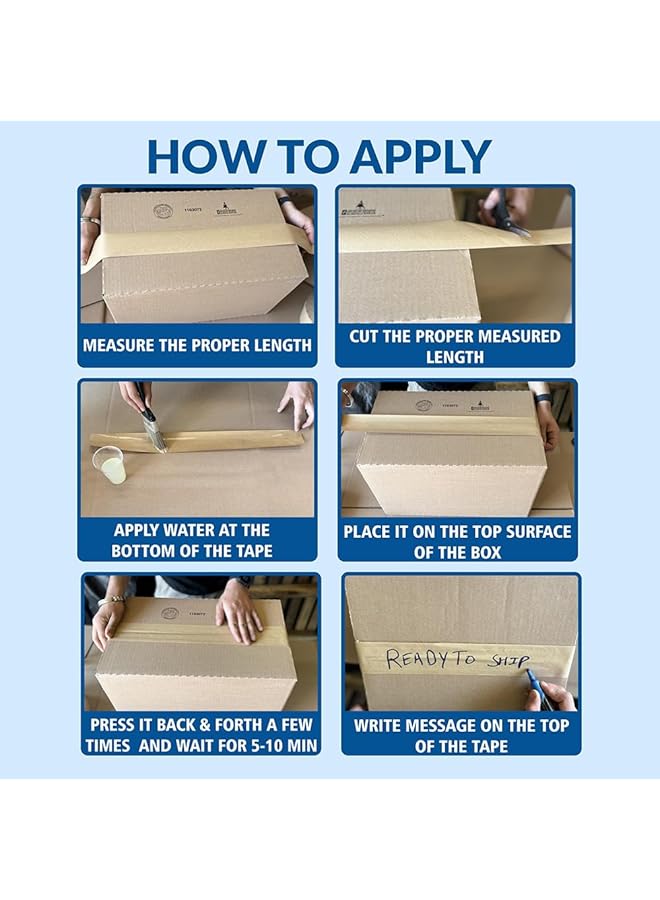 X spring Kraft Paper Gummed Tape 4 Pack Reinforced Fiberglass Water Activated Kraft Tape Heavy Duty Brown Packing Tape For Mailing Shipping Carton Sealing Boxes 4.8Cmx35M - Image 4