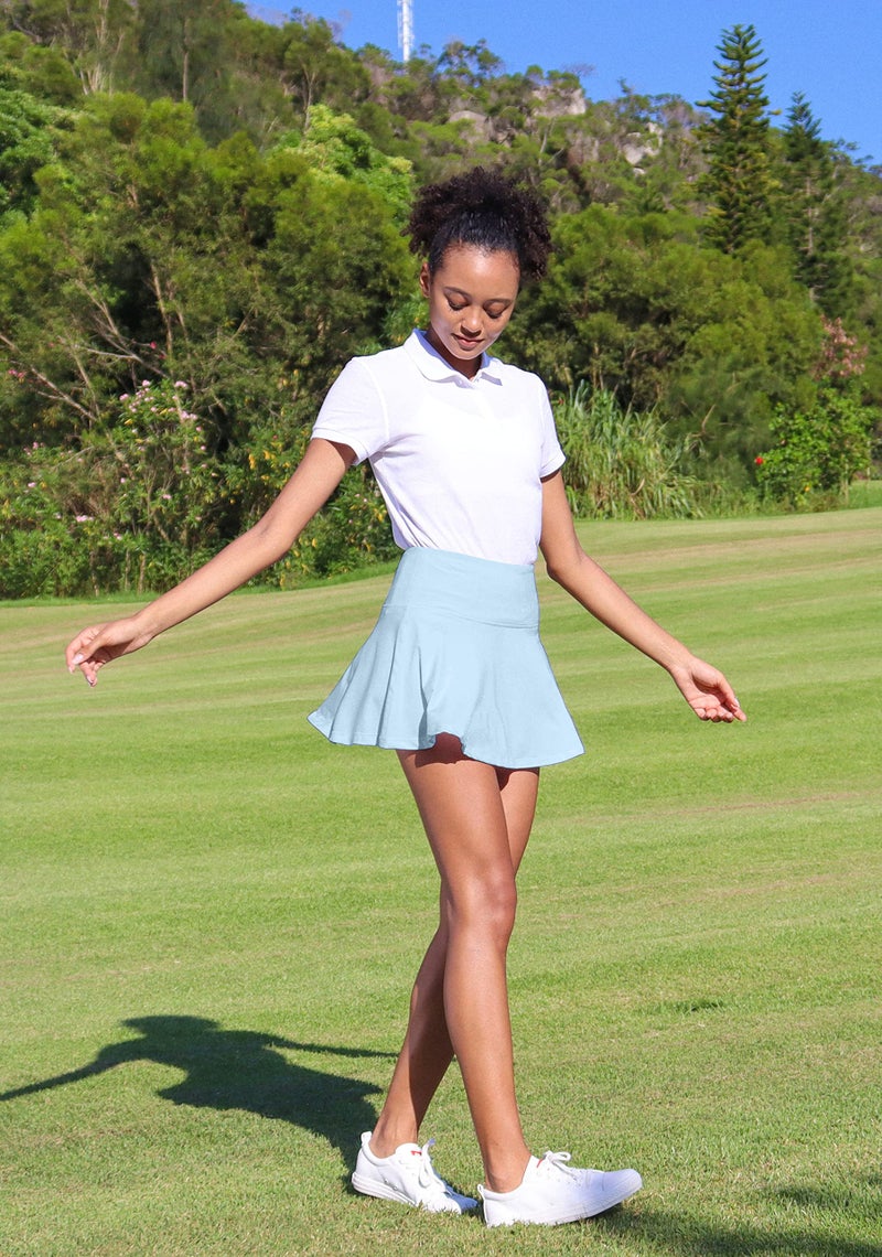 SANTINY Pleated Tennis Skirt for Women with 4 Pockets Women's High Waisted Athletic Golf Skorts Skirts for Running Casual (Sky Blue_M) - Image 3