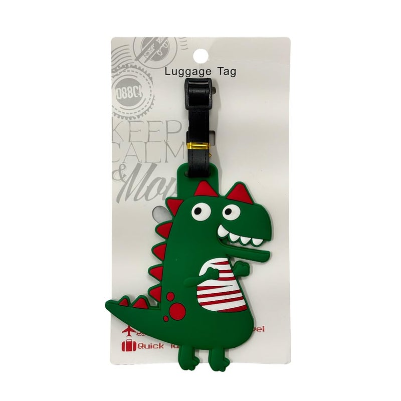 Eitheo بطاقات أمتعة للأطفال بطاقات أمتعة مع اسم وعنوان | بطاقات أمتعة سيليكون للحقائب، بطاقات لتحديد الحقائب/حقائب المدرسة ملصق ملون متعدد (ديناصور) - Image 4