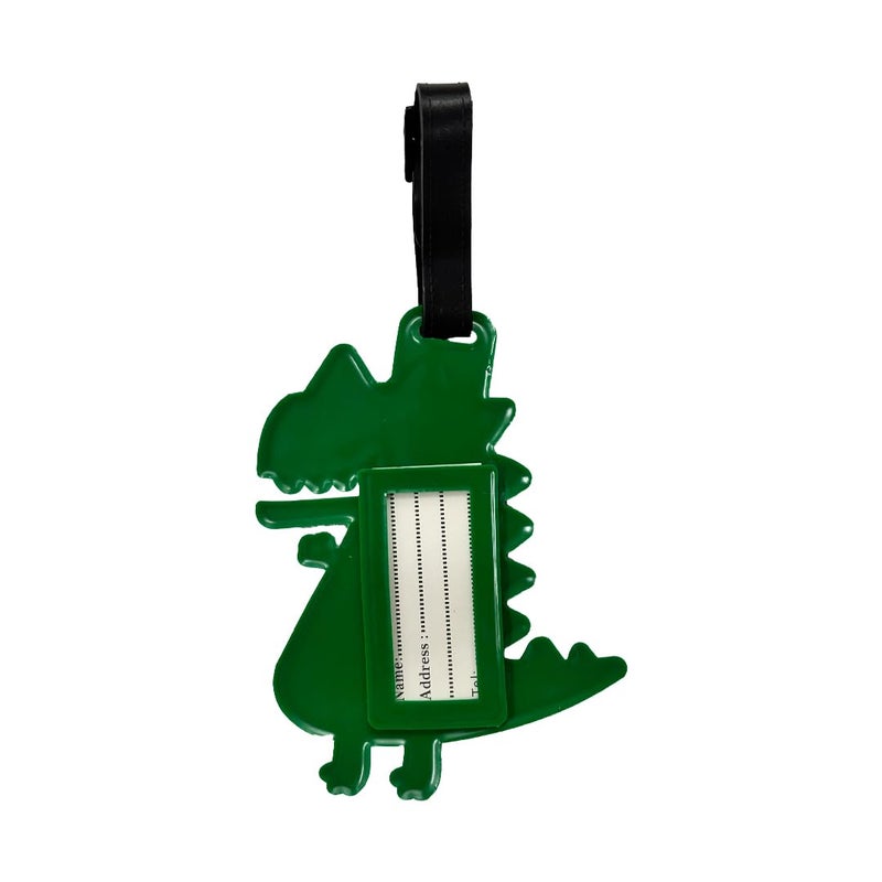 Eitheo بطاقات أمتعة للأطفال بطاقات أمتعة مع اسم وعنوان | بطاقات أمتعة سيليكون للحقائب، بطاقات لتحديد الحقائب/حقائب المدرسة ملصق ملون متعدد (ديناصور) - Image 5