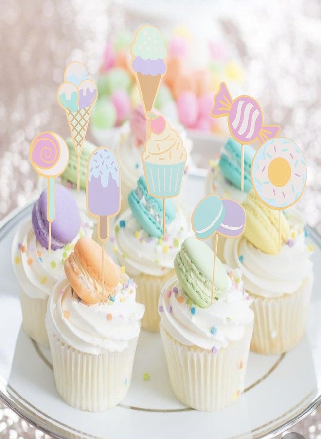 HIKLO Sweet Dessert Cupcake Toppers - Sweet One Cake Toppers, Donut Ice Cream Candy Birthday Party Decorations, Sweet Dessert Cake Decorations, Sweet One Cake Smash Photo Props（8Pcs） - Image 1