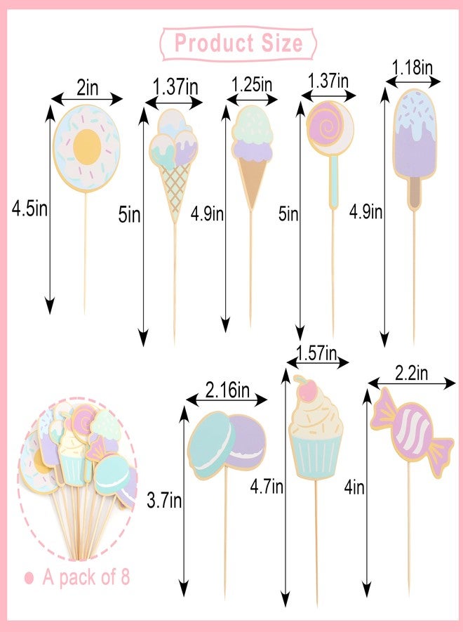 HIKLO Sweet Dessert Cupcake Toppers - Sweet One Cake Toppers, Donut Ice Cream Candy Birthday Party Decorations, Sweet Dessert Cake Decorations, Sweet One Cake Smash Photo Props（8Pcs） - Image 2