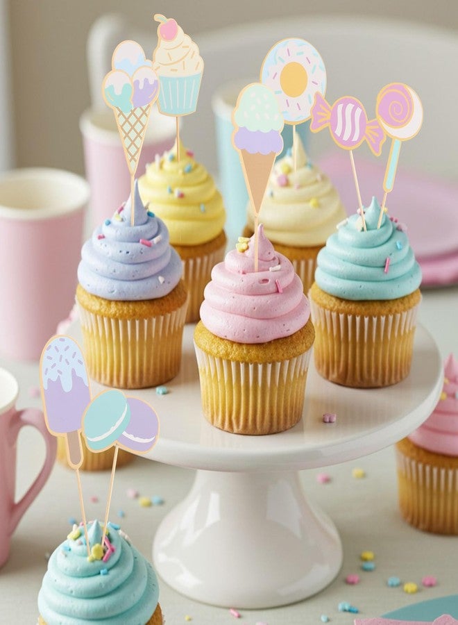 HIKLO Sweet Dessert Cupcake Toppers - Sweet One Cake Toppers, Donut Ice Cream Candy Birthday Party Decorations, Sweet Dessert Cake Decorations, Sweet One Cake Smash Photo Props（8Pcs） - Image 3