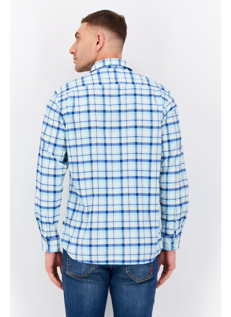 NAUTICA Men Classic Fit Long Sleeves Plaid Casual Shirts, Multicolor  - Image 3