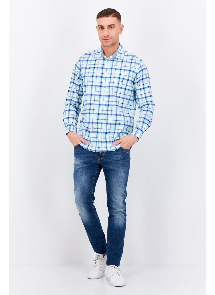 NAUTICA Men Classic Fit Long Sleeves Plaid Casual Shirts, Multicolor  - Image 4