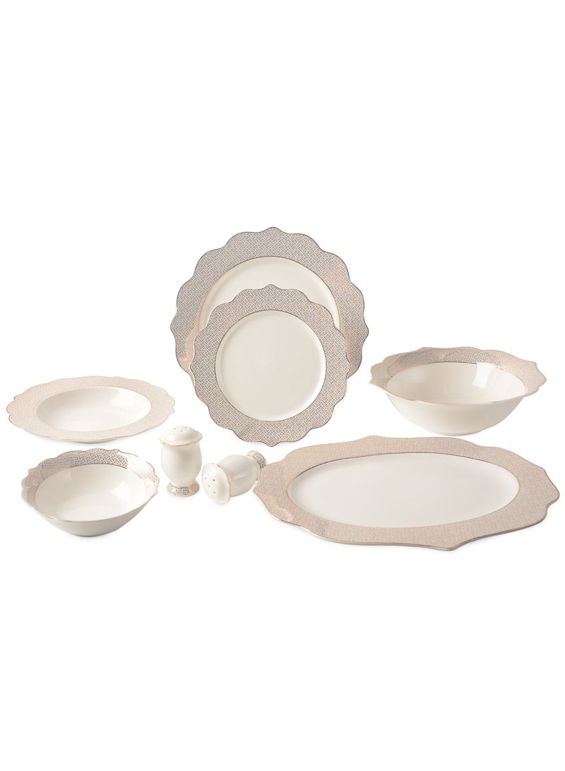 Life Smile 29-Pcs Dinner Set – Porcelain Dinnerwares- Serving Dish and Bowls Set Includes 6x Dinner Plates, 6x Fruit Plates, 6x Soup Plates, 6 x Dessert Bowls, 2x Oval Plates, 1x Salad Bowl, and 1x Salt and Pepper Shaker - Image 1