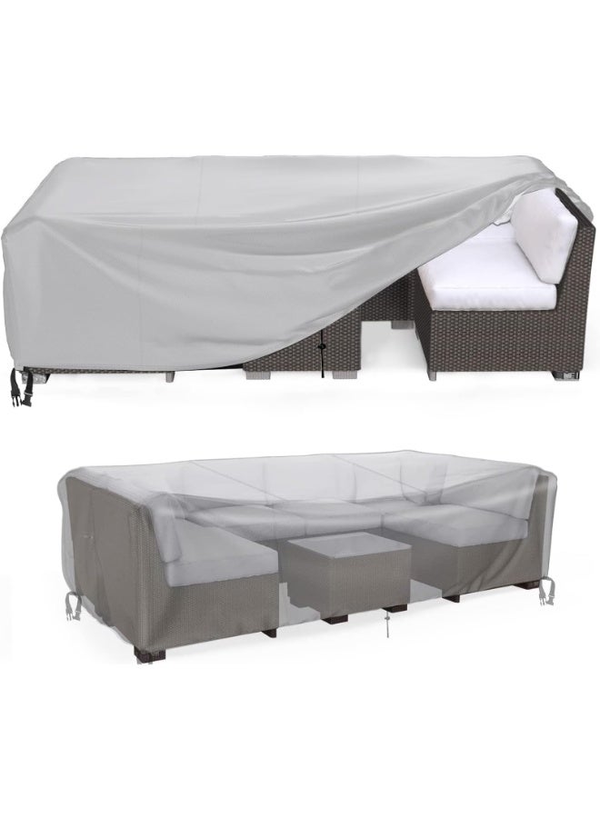 INFOSUN Outdoor Furniture Cover 84" L x 52" W x 29" H , Premium Quality Patio Furniture Covers Dust Proof Anti-UV Heavy Duty Durable Sofa Sectional Table & Chair Cover Large (Grey) - Image 1