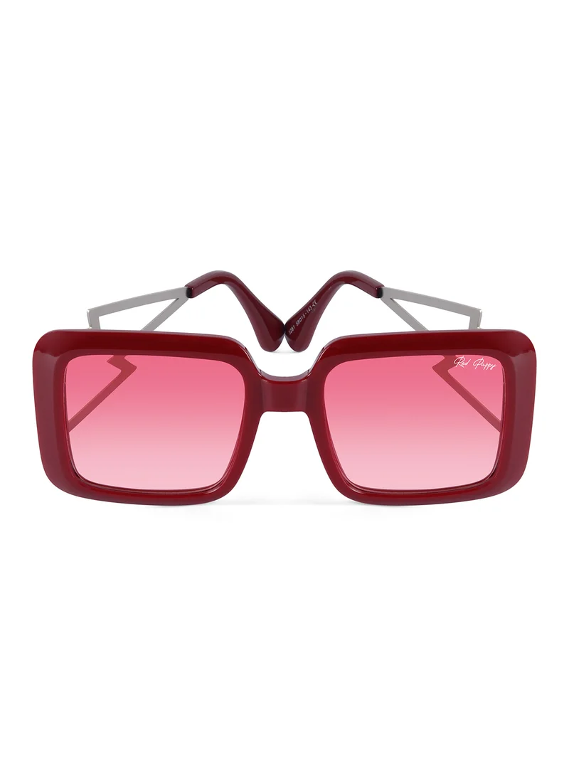 Woggles Red Oversized Sunglasses| 100% UV Protected| Men & Women