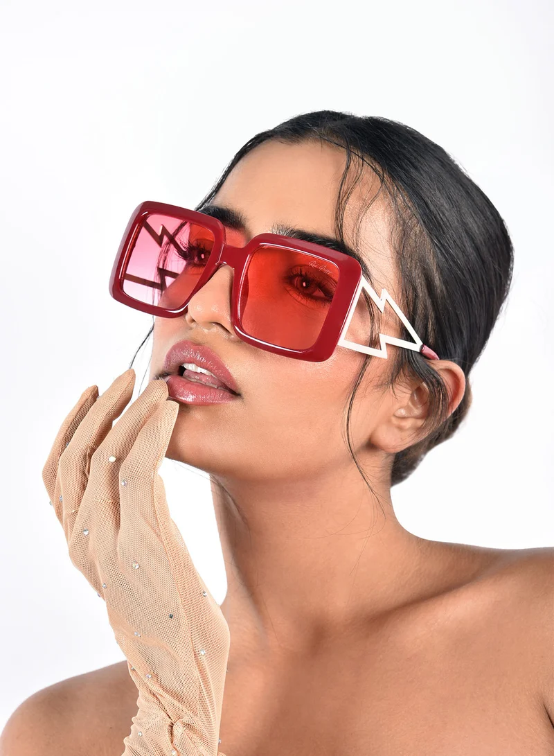 Woggles Red Oversized Sunglasses| 100% UV Protected| Men & Women