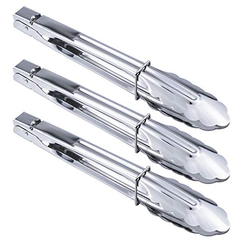 HINMAY Stainless Steel Serving Tongs Metal Cooking Tongs (9-Inch 3 Pieces) - Image 1