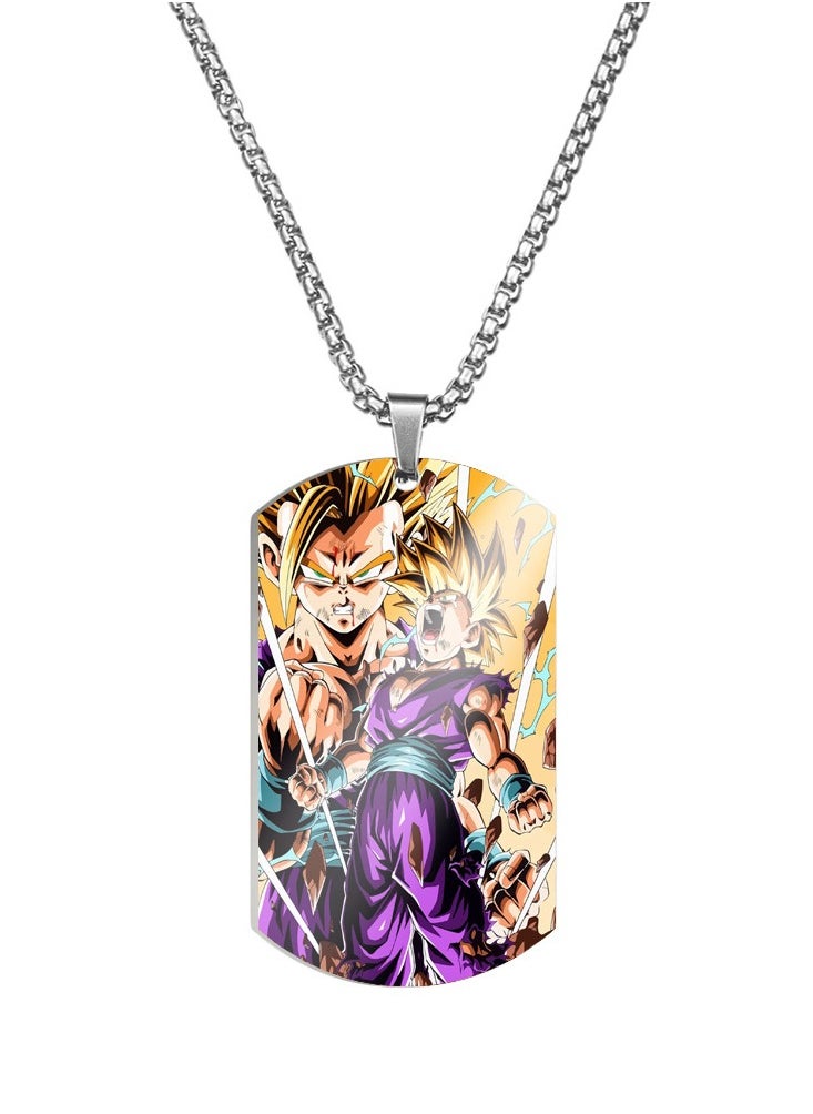 KUYING Dragon Ball Color Printed Stainless Steel Necklace 