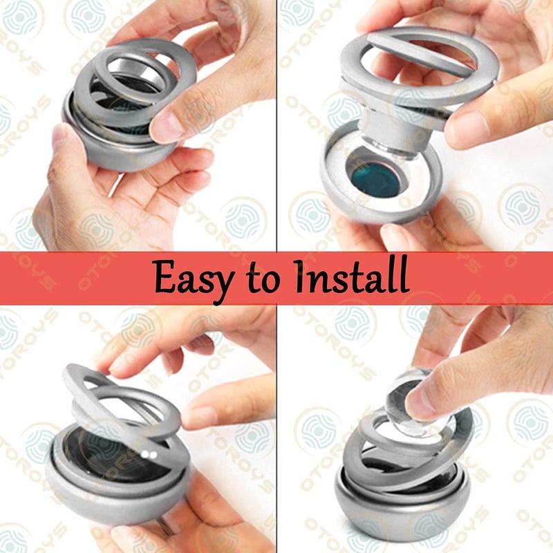 ACLIX Solid Metal Body Double Ring Solar Rotating Air Freshener (Car Perfume) With Crystal Ball For Car Dashboard Decoration And Aromatherapy (Silver),1 Count - Image 4