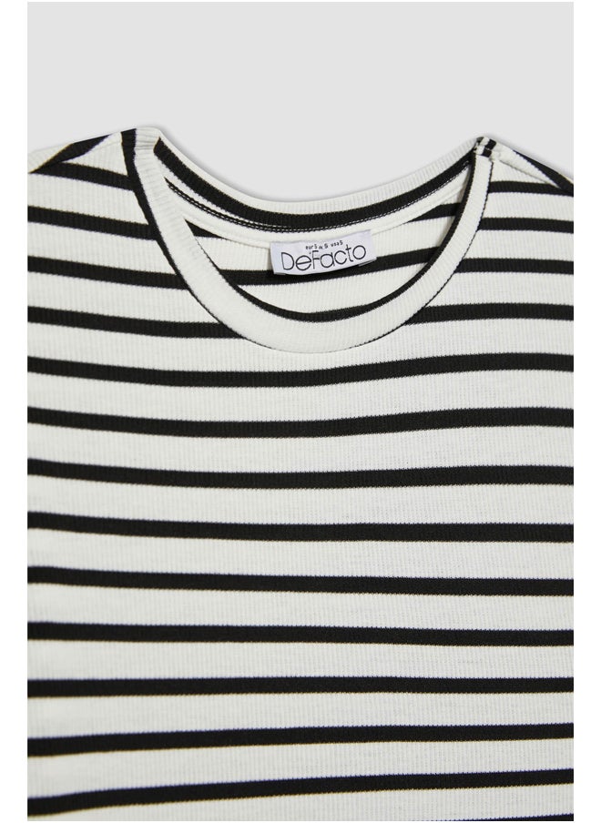 DeFacto - Woman Fitted Crew Neck Knitted Short Sleeve T-Shirt - Image 1