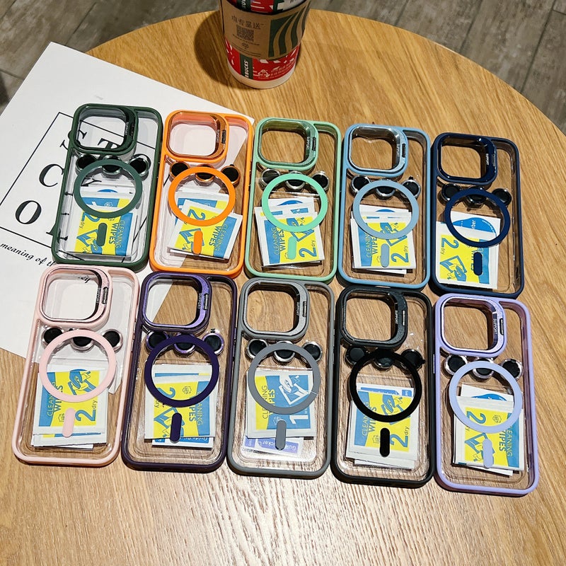 Apple 17 Magnetic Phone Case Invisible Bracket Integrated with Lens Film 13 Suitable for iPhone 14 Pro Max Transparent - Image 5