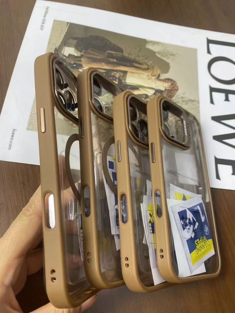 Apple 17 Magnetic Phone Case Invisible Bracket Integrated with Lens Film 13 Suitable for iPhone 14 Pro Max Transparent - Image 1