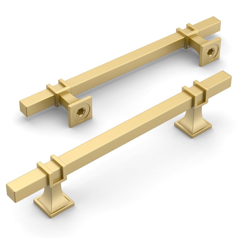 Amerdeco 10 Pack Brushed Gold Cabinet Pulls 5 Inch(128mm) Hole Center Drawer Pulls Cabinet Hardware Kitchen Cabinet Handles for Bathroom Dresser Pulls ZH0067 - Image 2