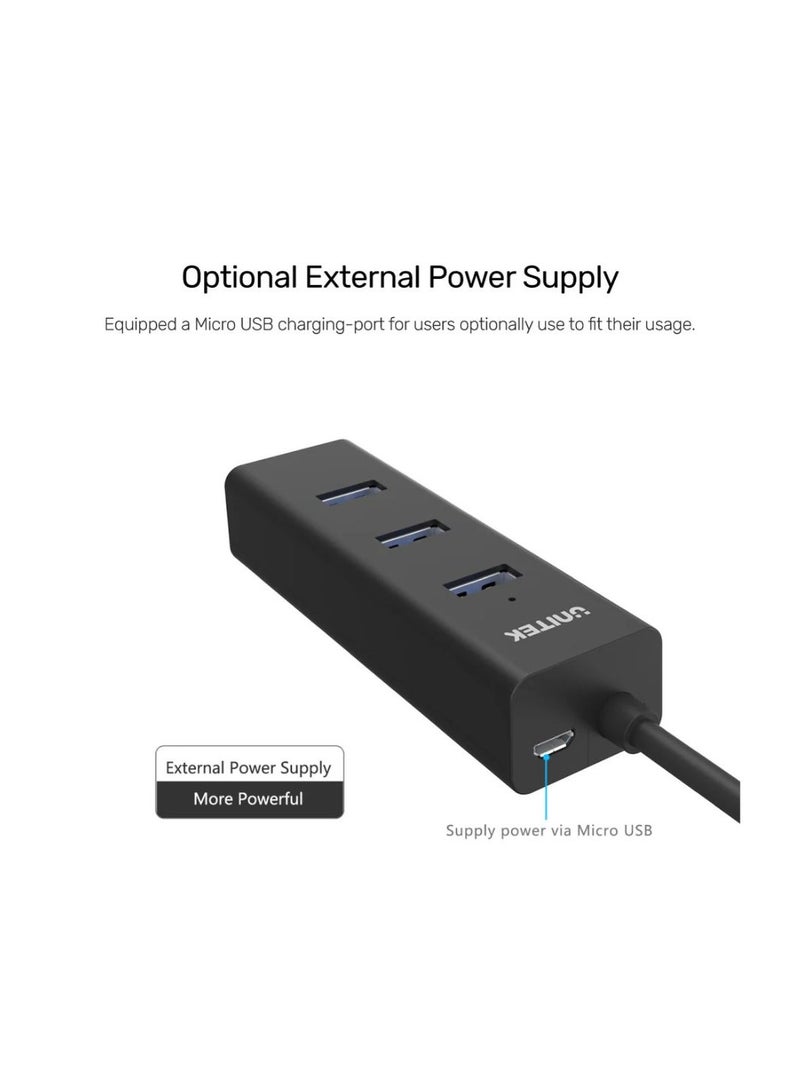 UNITEK 4 Ports Powered USB 3.0 Hub with High-Speed Data Transfer, External Power Supply, and Universal Compatibility for All Your Devices - Image 4