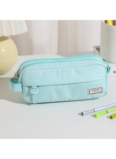 Sooez large capacity pencil case, large pencil bag storage bag pencil case, portable journal supplies with easy to grip handle and ring, girls' adult aesthetic products, mint green
