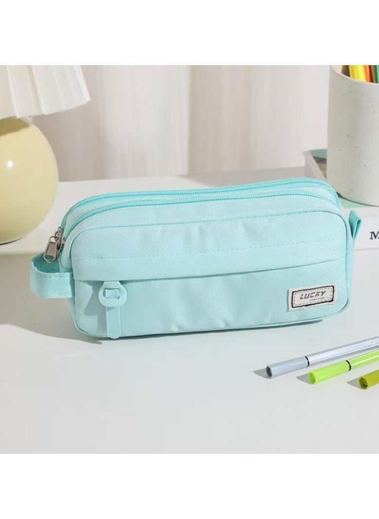 Generic - Sooez large capacity pencil case, large pencil bag storage bag pencil case, portable journal supplies with easy to grip handle and ring, girls' adult aesthetic products, mint green - Image 1