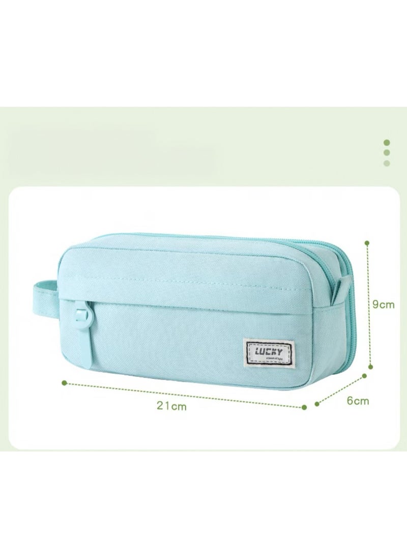 Generic - Sooez large capacity pencil case, large pencil bag storage bag pencil case, portable journal supplies with easy to grip handle and ring, girls' adult aesthetic products, mint green - Image 1