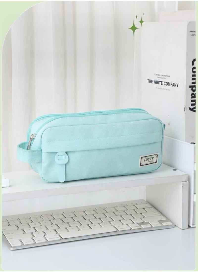 Generic - Sooez large capacity pencil case, large pencil bag storage bag pencil case, portable journal supplies with easy to grip handle and ring, girls' adult aesthetic products, mint green - Image 1