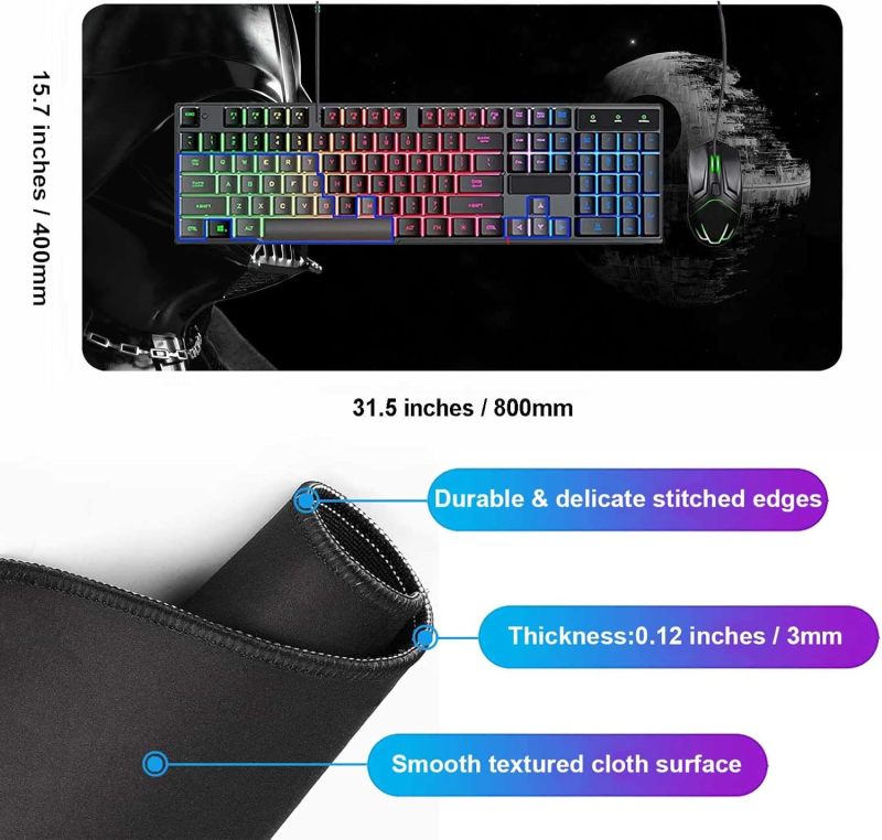 XXL Mouse Pad: 15.7x31.5 Texturized Soft Surface - Non-Slip Natural Rubber Base Stitched Edges Durable Eco-Friendly Mouse Mat for Home Office Gaming Laptop Desktop Use - Image 5