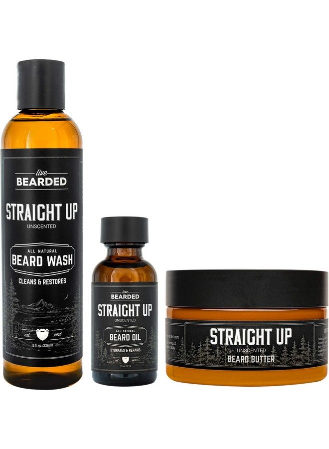 Live Bearded : 3Step Beard Grooming Kit Straight Up Beard Wash Beard Oil And Beard Butter Allnatural Ingredients With Shea Butter Jojoba Oil And More Beard Growth Support Made In The Usa - Image 2