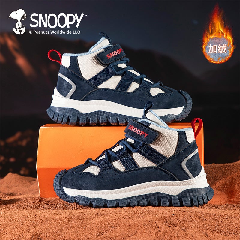 Snoopy Boys' Shoes 2024 Children'S Fleece-Lined Warm Cotton Shoes Non-Slip Outdoor Sneaker Joker - Image 2