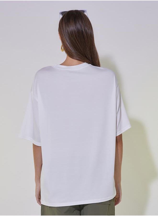 Take Two Embroidered Round Neck Oversized T-Shirt  - Image 4