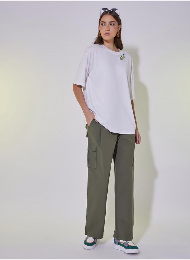 Take Two Embroidered Round Neck Oversized T-Shirt  - Image 2