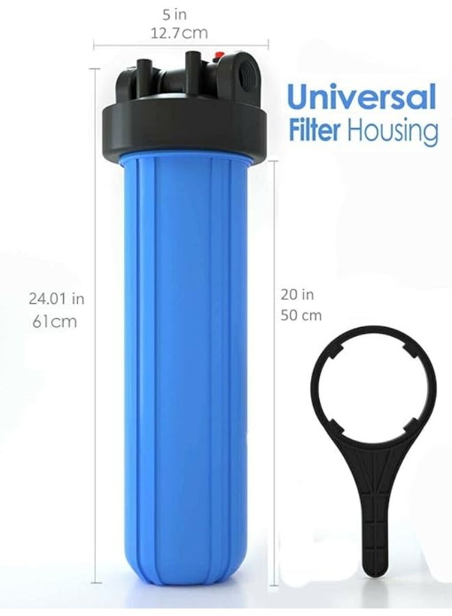 ROBIZ فلتر مياه كبير أحادي المرحلة 20'' ب housing أزرق كبير 1” مدخل ومخرج مع خرطوشة مجانية - Image 4