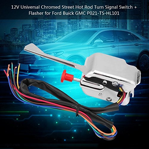 Keenso 12V Universal Chrome Street Hot Rod Turn Signal Switch Flasher for Buick GMC with 2 Pin LED Turn Blinker Light Flasher Relay - Image 2