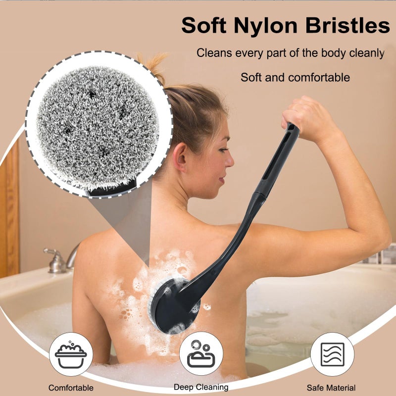 Gobiteli Back Scrubber for Shower,20.5" Bath Brush Long Handle for Shower for Deep Clean,Back Brush for Shower for Men Women(Black) - Image 3