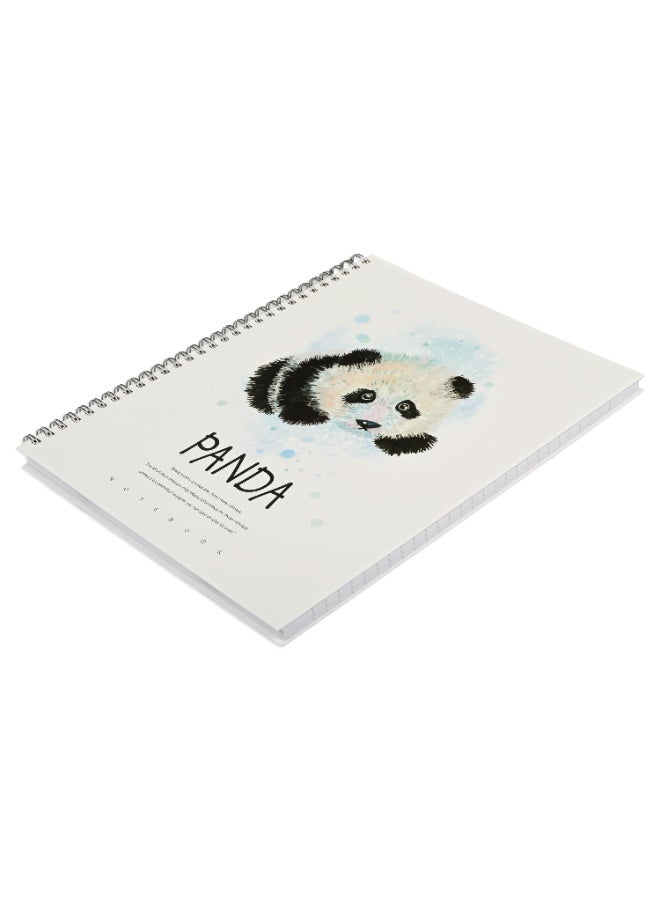 FIS Notebook Double Loop Spiral Binding, Hard Cover Materials, Size 10x8" Inches, 8mm Single Line Ruling, 96 Sheets, 192 Pages, Packet of 5 Pieces, Panda Cover Design 6-FSNBSHC1896-PAN6  - Image 1