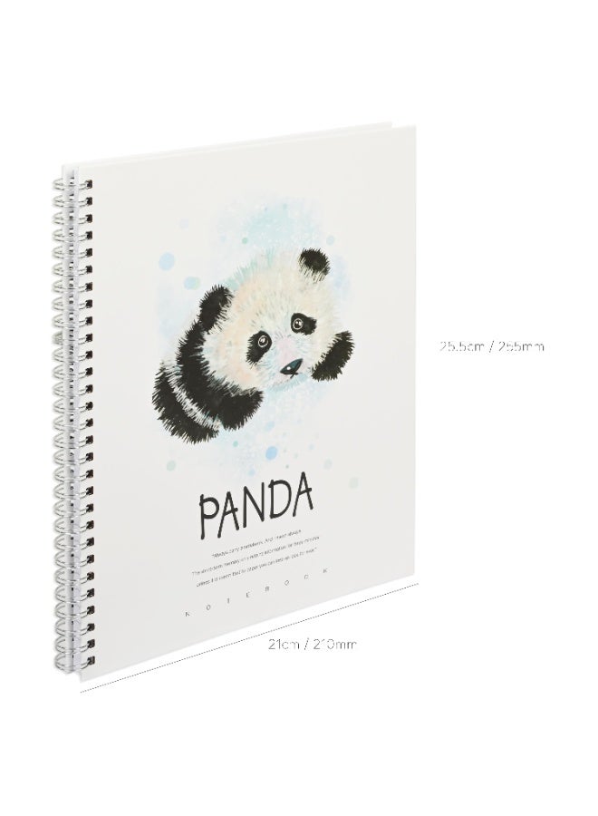 FIS Notebook Double Loop Spiral Binding, Hard Cover Materials, Size 10x8" Inches, 8mm Single Line Ruling, 96 Sheets, 192 Pages, Packet of 5 Pieces, Panda Cover Design 6-FSNBSHC1896-PAN6  - Image 3