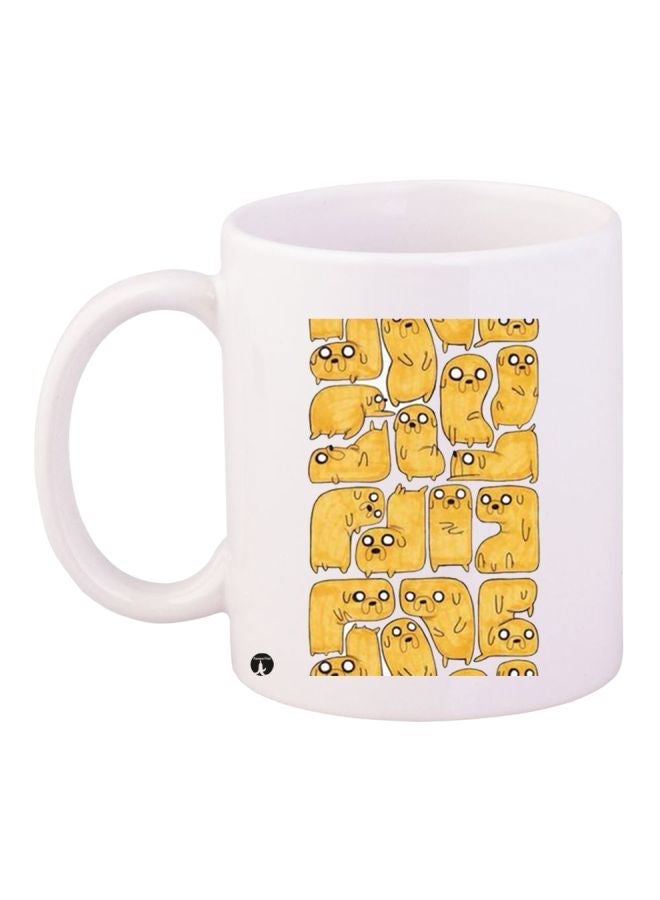 RYN Cartoon Printed Coffee Mug White/Yellow/Black 11ounce