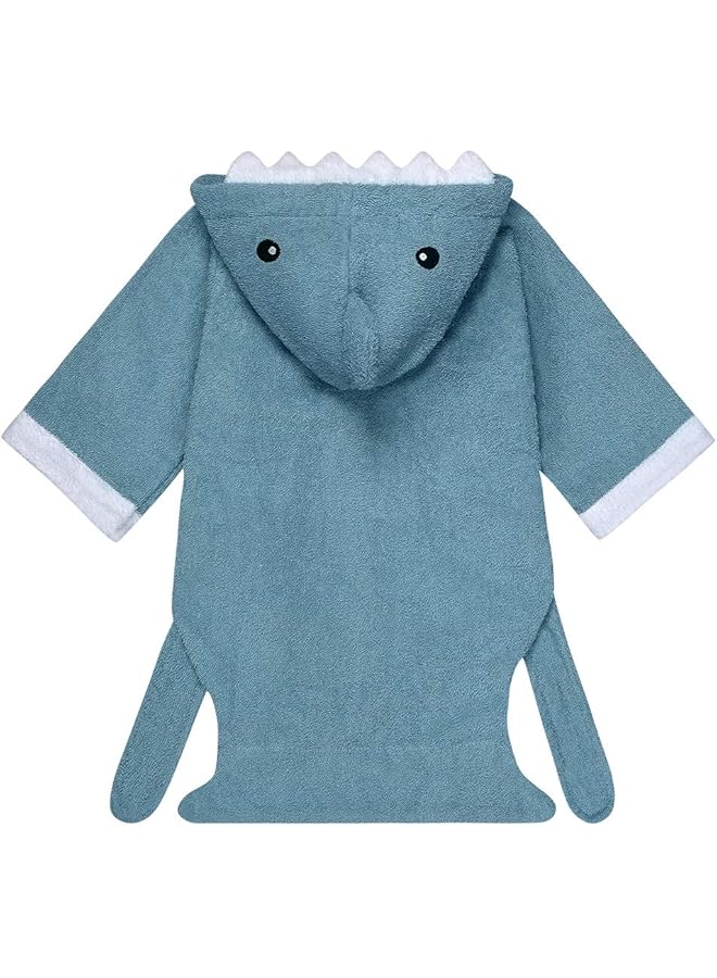 URAQT Baby Bathrobe 3D Animal Dressing Gown Super Soft Flannel Hooded Bath Towels Animal Baby Bath Robe Sleepwear Blue Shark M - Image 2
