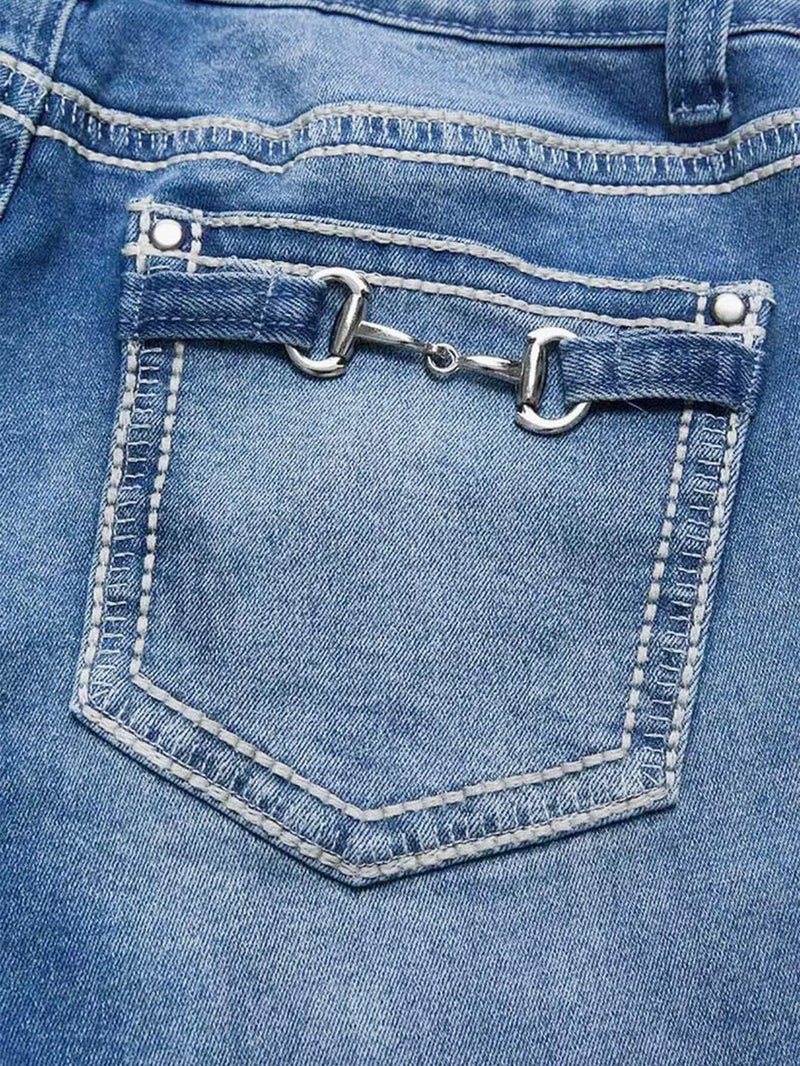 Flamingals Boot Cut Jeans for Women Trendy Stretch Jeans Butt Lifting Tummy Control Denim Pants Sea Blue 2XL - Image 5