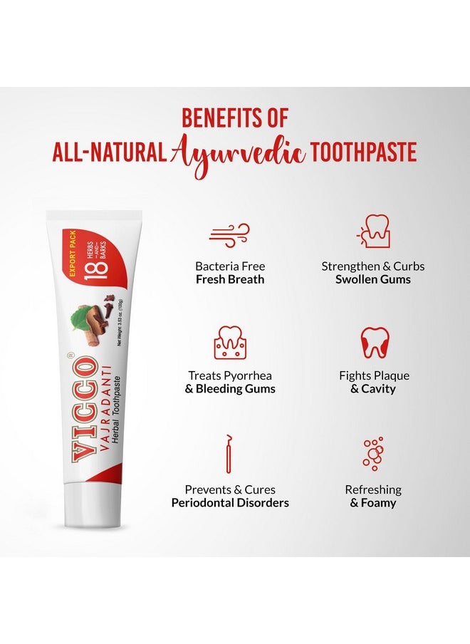 VICCO Vicco Vajradanti Herbal Ayurvedic Toothpaste -Natural Astringent and Analgesic| Consists of 18 Herbs, 100% Natural, Vegan & Cruelty-Free (Pack of 3 x 7oz)  - Image 4