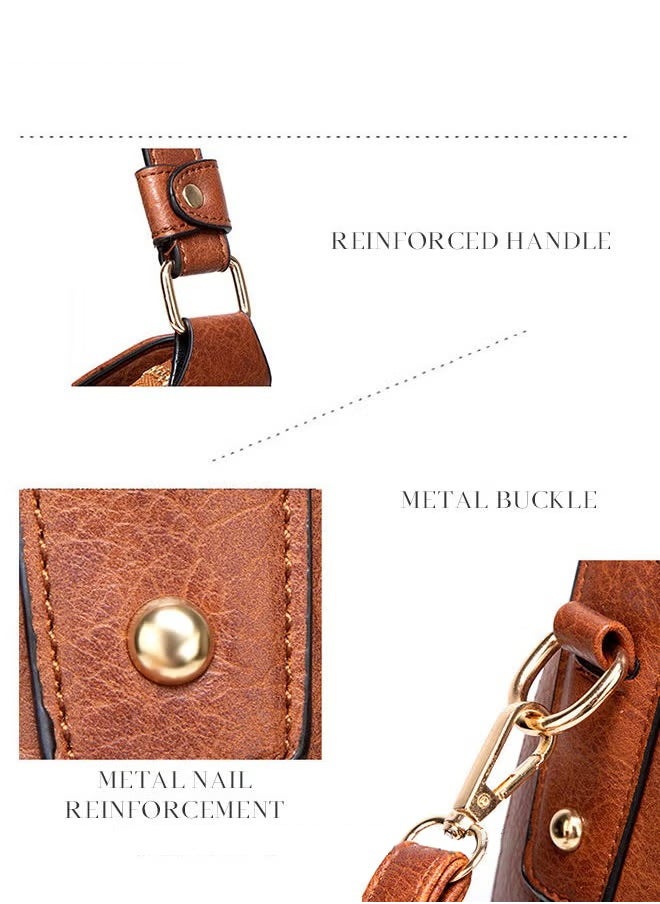 Canway - Large Crossbody Bags Ladies Shoulder Handbags Purse Set for Women Hobo Totes PU Leather Purses and Handbags Shoulder Bag Vegan Leather Tote Brown - Image 1