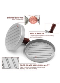 OASIS-TH Non Stick Hamburger Mould Burger Press Patty Maker Aluminum  For Kitchen BBQ Grill Silver  - Image 5