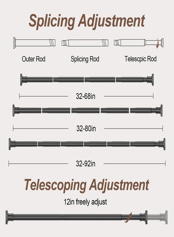 Tigpengy Shower Curtain Rod Square End Adjustable Shower Rod 32"-80" Matte Black No Drilling Curtain Rod Stainless Steel for Shower Stall RV Closet - Image 5