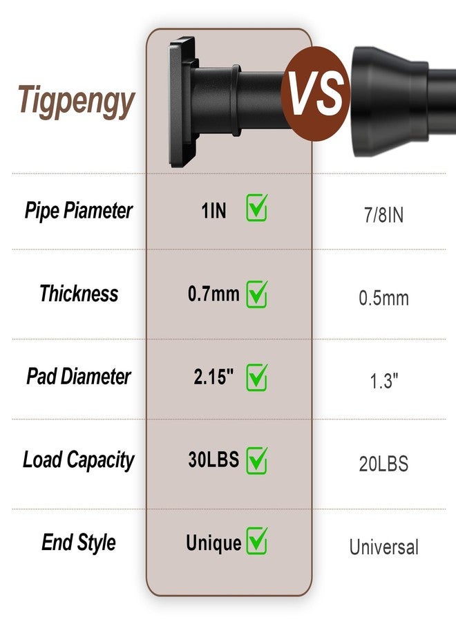 Tigpengy Shower Curtain Rod Square End Adjustable Shower Rod 32"-80" Matte Black No Drilling Curtain Rod Stainless Steel for Shower Stall RV Closet - Image 4