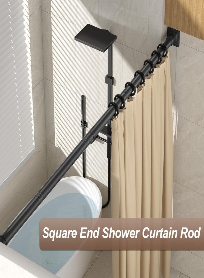Tigpengy Shower Curtain Rod Square End Adjustable Shower Rod 32"-80" Matte Black No Drilling Curtain Rod Stainless Steel for Shower Stall RV Closet - Image 2