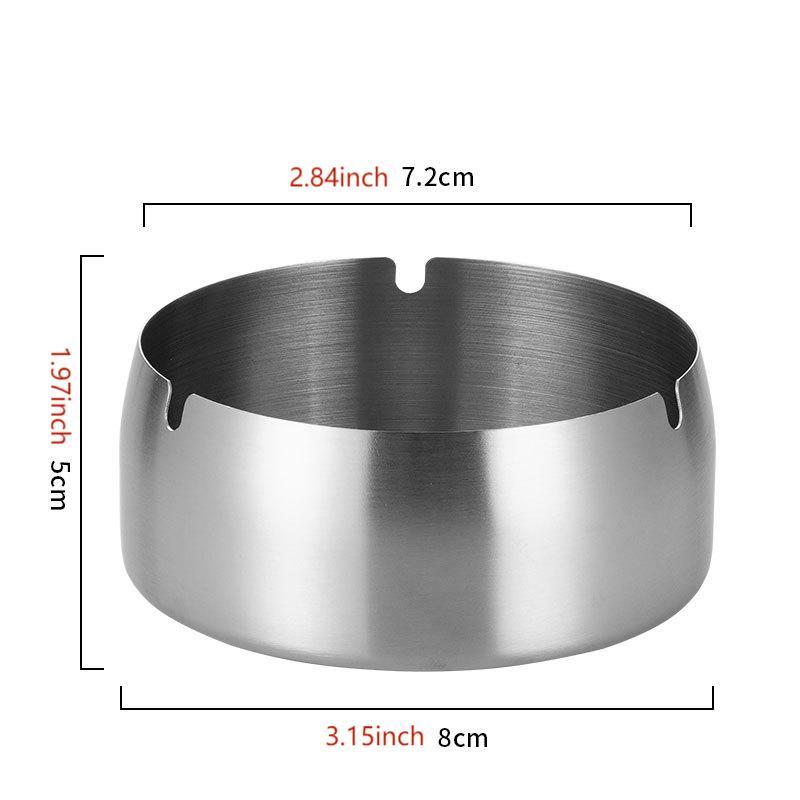 Durable Silver Round Heat Stainless Steel Ashtray - Image 3
