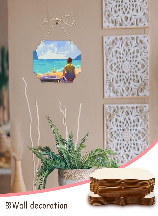 FSWCCK 24 Pieces Unfinished Hanging Wood Sign Blank with Ropes, Rectangle Blank Wood Sign Plain Hanging Craft Door Signs Wall Art Farmhouse Wooden Sign for Door Wall Art Decoration (3 Style) - Image 5