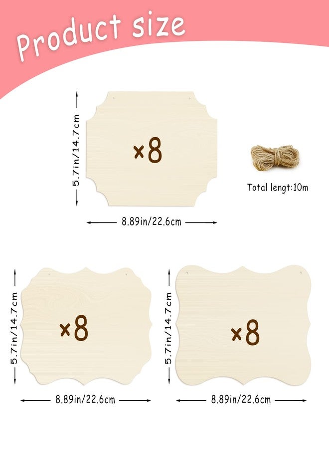 FSWCCK 24 Pieces Unfinished Hanging Wood Sign Blank with Ropes, Rectangle Blank Wood Sign Plain Hanging Craft Door Signs Wall Art Farmhouse Wooden Sign for Door Wall Art Decoration (3 Style) - Image 2